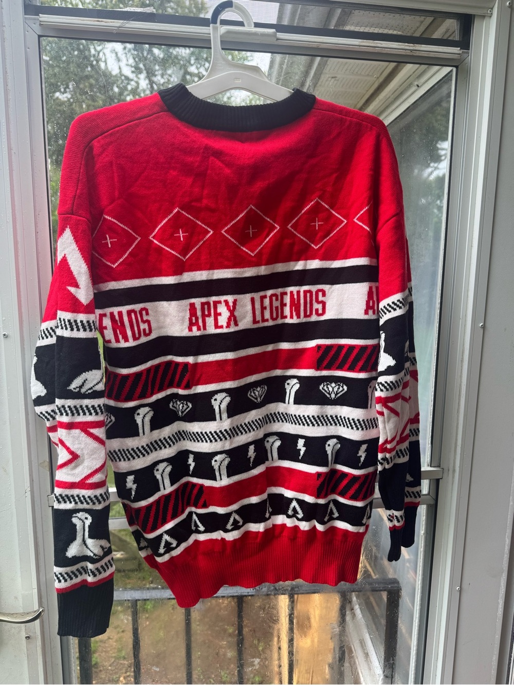 Red & Black Crewneck Sweater for Men